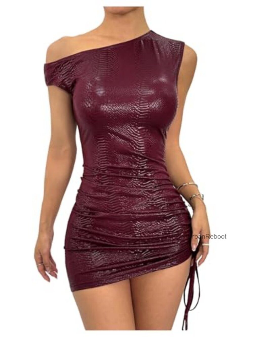Milumia Off Shoulder Faux Leather Mini Dress Sleeveless Bodycon Club